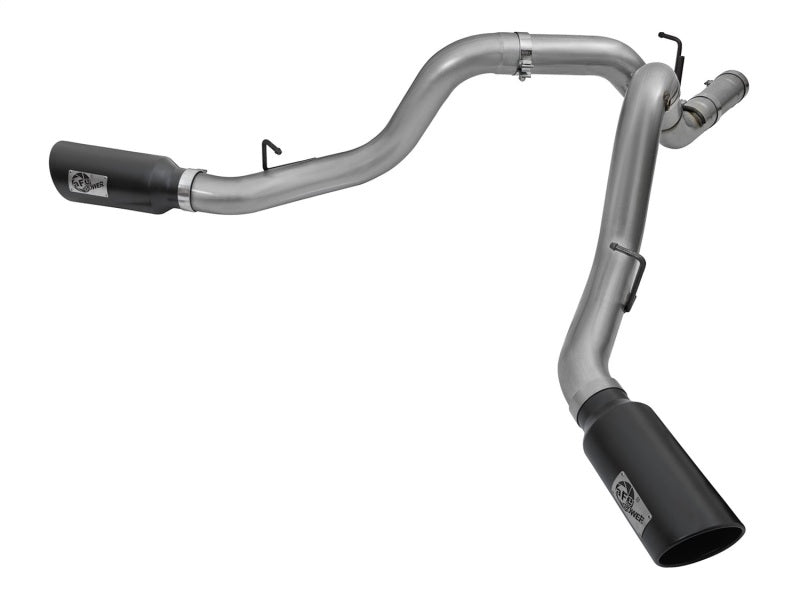 aFe LARGE Bore HD 4in Dual DPF - Back SS Exhaust w/Black Tip 16 - 17 GM Diesel Truck V8 - 6.6L (td) LML - My Store