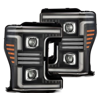 compare product AlphaRex 17-19 Ford F-250/350/450/550  Super Duty PRO-Series Proj Headlights Black w/SeqSig & DRL