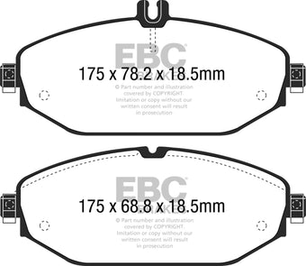 compare product EBC 15+ Mercedes-Benz C300 (W205) 2.0 Turbo Greenstuff Front Brake Pads