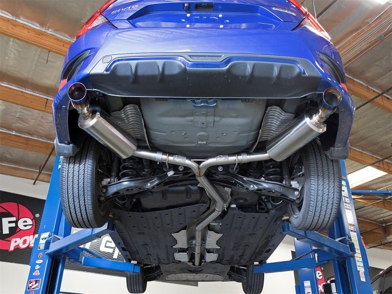 aFe POWER Takeda 16 - 17 Honda Civic I4 - 1.5L (t) 2.5 - 2.25in 304 SS CB Dual - Exit Exhaust Blue Tips - My Store