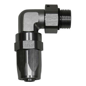 compare product DeatschWerks 8AN ORB Female Swivel 90-Degree Hose End CPE - Anodized DW Titanium