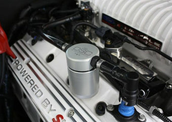 compare product J&L 07-14 Ford Mustang GT500 Passenger Side Oil Separator 3.0 - Clear Anodized
