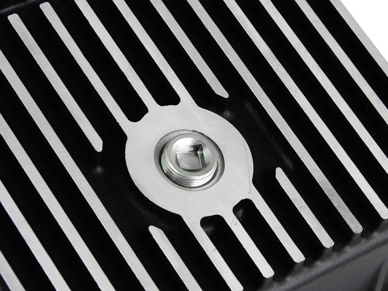 aFe POWER Transmission Pan Ford Trucks 80 - 92 (AOD Transmission) - Black w/ Machined Fins - My Store