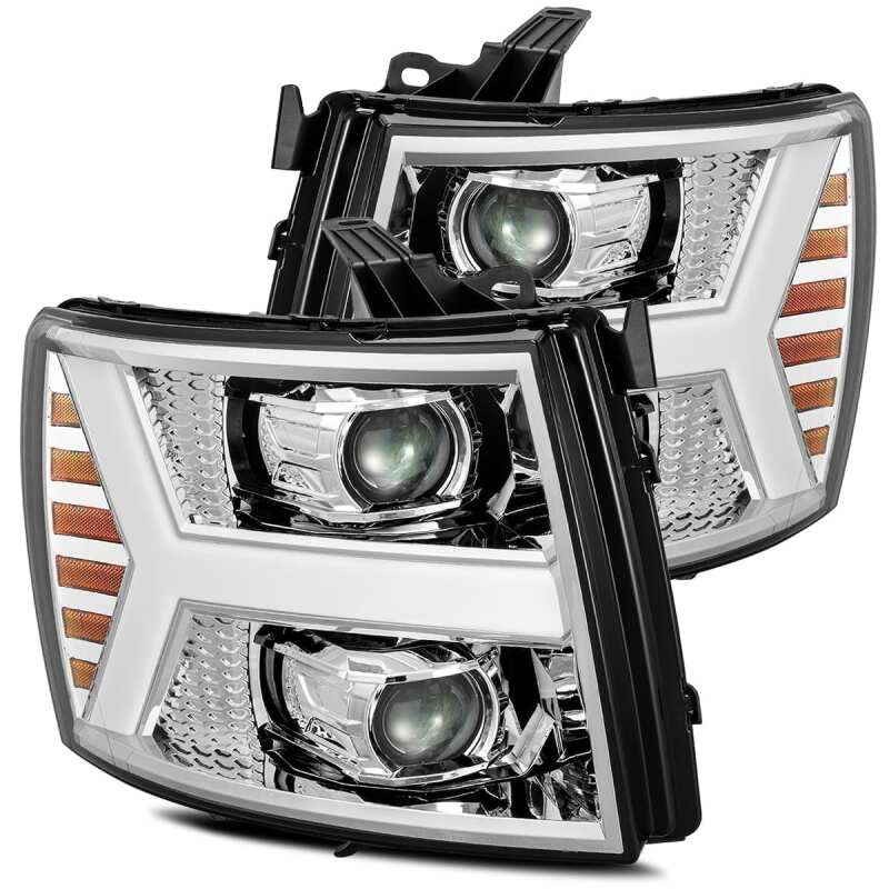 AlphaRex 07 - 13 Chevy 1500HD PRO - Series Proj Headlights Plank Style Chrome w/Activ Light/Seq Signal - My Store