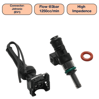 compare product DeatschWerks Universal 1250cc Single Fuel Injector / 34mm Length / 14mm O-Ring Seals