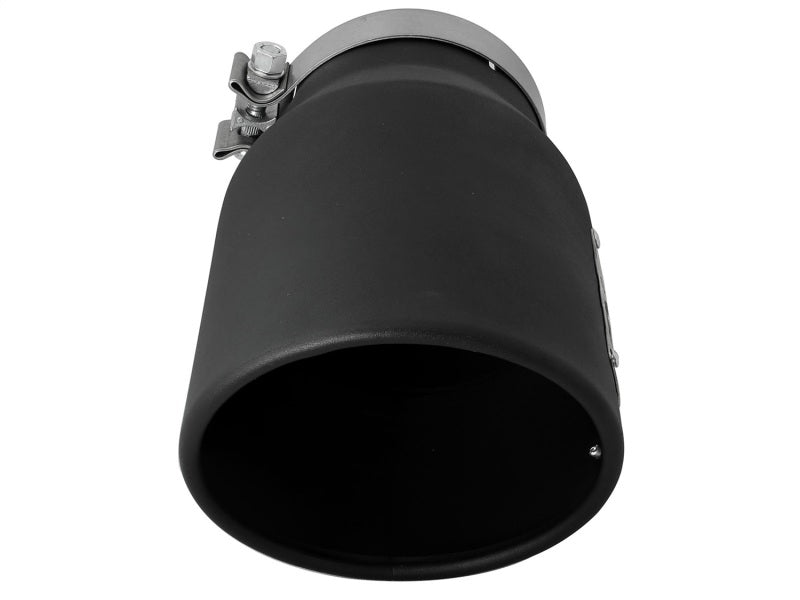 aFe MACHForce XP 5in 304 Stainless Steel Exhaust Tip 5 In x 7 Out x 12L in Bolt On Right - Black - My Store