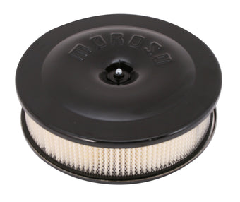 compare product Moroso Race/Street Air Cleaner - 8-1/2in x 2-3/8in Filter - Aluminum - Black Powder Coat