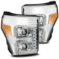 AlphaRex 11 - 16 Ford F - 350 SD LUXX LED Proj Headlights Plank Style Chrm w/Activ Light/Seq Signal/DRL - My Store
