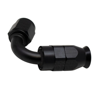 compare product DeatschWerks 6 AN Female Flare Swivel 120-Degree Hose End PTFE - Anodized Matte Black