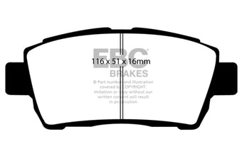 compare product EBC 11-15 Scion IQ 1.3 Ultimax2 Front Brake Pads