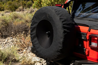compare product Rampage 2018-2019 Jeep Wrangler(JL) Sport 2-Door Tire Cover w/Camera Slot 30in-32in - Black
