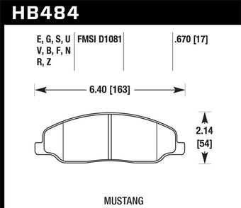 compare product Hawk 2008-2009 Ford Mustang Bullitt 4.6 HPS 5.0 Front Brake Pads