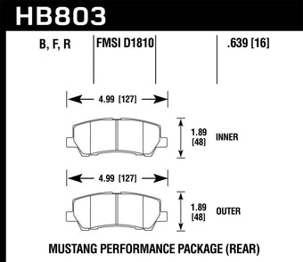 compare product Hawk 2015+ Ford Mustang GT 5.0L (Excluding GT350/GT350R/GT500) ER-1 Endurance Racing Rear Brake Pads