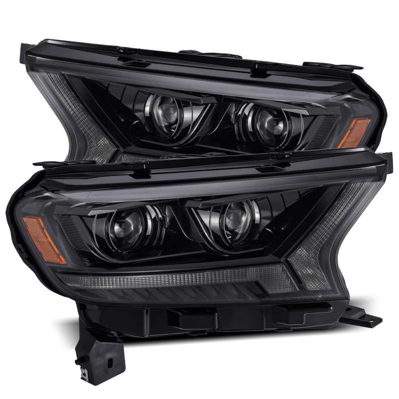 AlphaRex 19 - 21 Ford Ranger LUXX LED Proj Headlights Plank Style Alpha Black w/Seq Signal/DRL - My Store