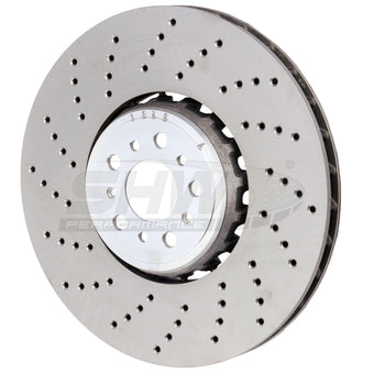 compare product SHW 18-21 BMW M5 4.4L Left Front Cross-Drilled Lightweight Brake Rotor (34117991101)