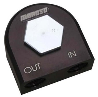 compare product Moroso Universal Remote Oil Filter Adapter - 90 Degree - 22mm-1.5in Thread
