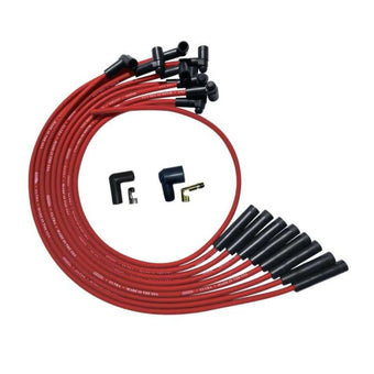 compare product Moroso BBC Over Valve Cover Straight Plug Ends HEI Ultra Spark Plug Wire Set - Red
