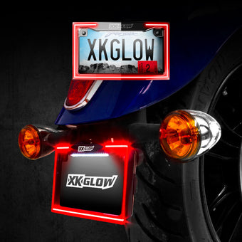 compare product XK Glow Motorcycle License Plate Frame Light w/ Turn Signal - Black