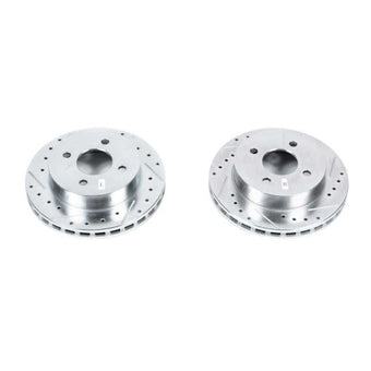 compare product Power Stop 1993 Ford Mustang Rear Evolution Drilled & Slotted Rotors - Pair