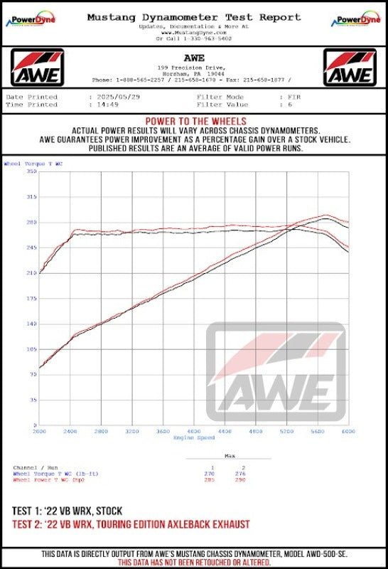 AWE Tuning 22 - 25 Subaru VB WRX Touring Edition Axle - Back Exhaust - Diamond Black Tips - My Store