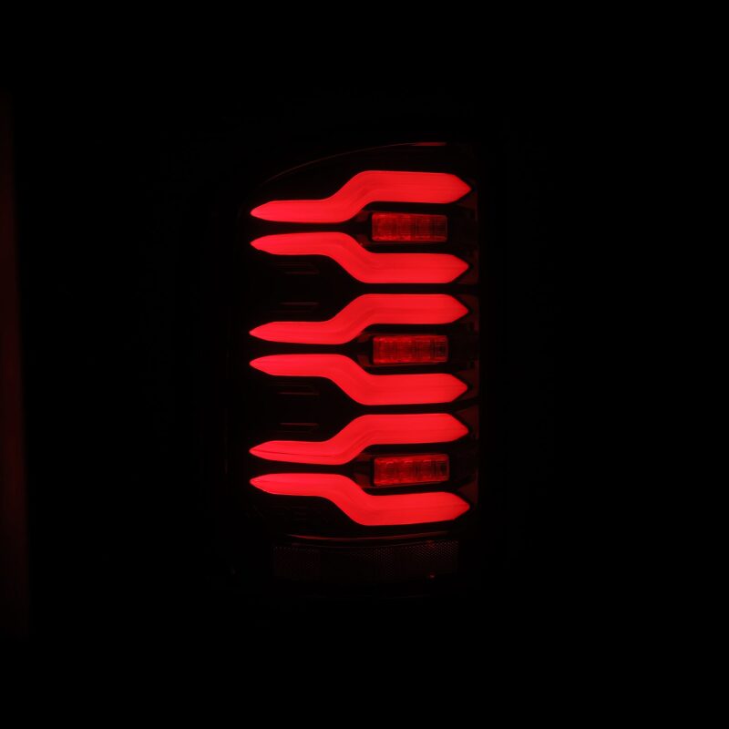 AlphaRex 14 - 18 GMC Sierra 1500/2500HD/3500HD LUXX - Series LED Tail Lights Blk/Red w/Actv Lgt Seq. Sig - My Store