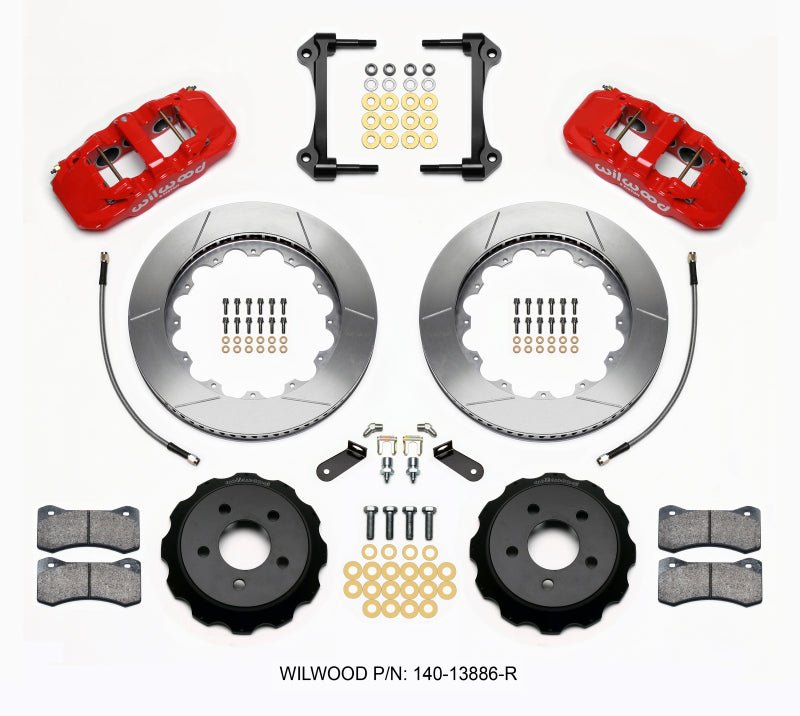 Wilwood AERO6 Front Hat Kit 14.00 Red 15 - 23 Mustang w/Lines - My Store