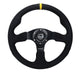 NRG Reinforced Steering Wheel (350mm/ 3in. Deep) Alcantara w/ Yellow Center w/ Black Stitch - My Store