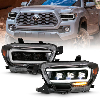 compare product ANZO 2016-2018 Toyota Tacoma LED Projector Headlights Plank Style Black w/ Amber