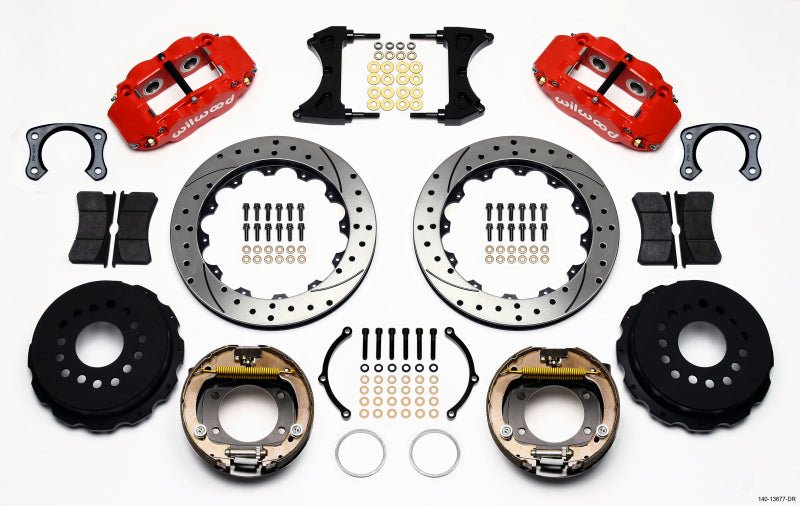 Wilwood Narrow Superlite 4R Rear P - Brk Kit 12.88in Drill Red Big Ford New Style - My Store