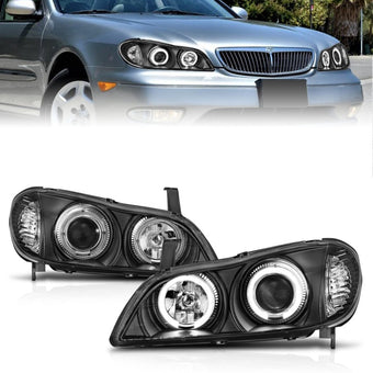 compare product ANZO 2000-2004 Infiniti I30 Projector Headlights w/ Halo Black
