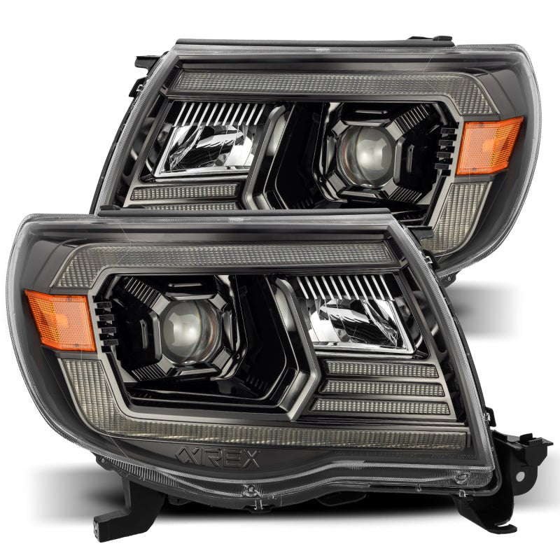 AlphaRex 05 - 11 Toyota Tacoma LUXX LED Projector Headlights Plank Style Alpha Black w/Activ Light/DRL - My Store