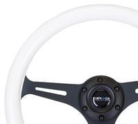 NRG Classic Wood Grain Steering Wheel (350mm) Glow - N - The - Dark Green Grip w/Black 3 - Spoke Center - My Store