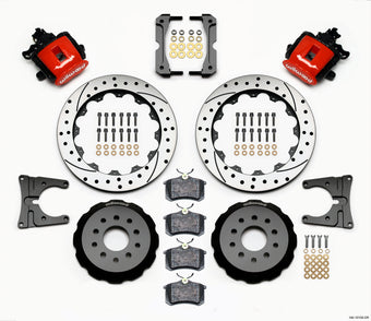 compare product Wilwood Combination Parking Brake Rear Kit 12.88in Drilled Red 2005-2014 Mustang