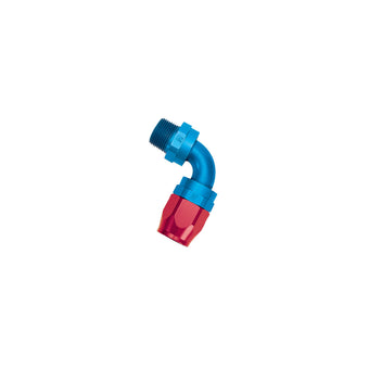 compare product Russell Performance -6 AN Red/Blue 90 Degree Full Flow Swivel Pipe Thread Hose End (With 3/8in NPT)