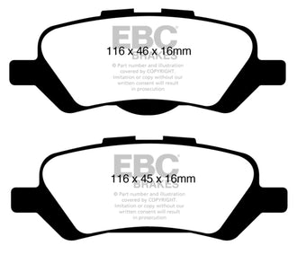 compare product EBC 08+ Toyota Venza 2.7 Yellowstuff Rear Brake Pads