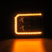 AlphaRex 05 - 07 Ford F250/350/450/550 Super Duty LUXX LED Proj HL Blk w/Actv Light & Seq Sig + SB DRL - My Store