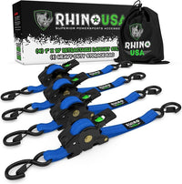 Rhino USA Retractable Ratchet Straps (4Pk 1Inx10Ft) (Blue) - My Store