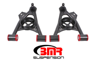 compare product BMR 94-04 Ford Mustang Non-Adj. A-Arms Lower (Poly) w/ Spring Pocket - Black Hammertone