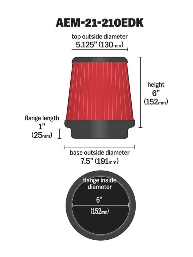 AEM Dryflow 6in. X 6in. Round Tapered Air Filter - My Store