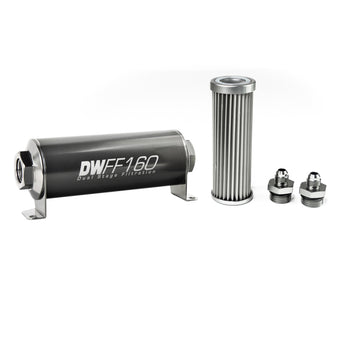 compare product DeatschWerks Stainless Steel 6AN 5 Micron Universal Inline Fuel Filter Housing Kit (160mm)