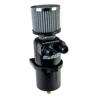 compare product Moroso Dual Inlet -10AN Billet Breather Tank Catch Can - Black