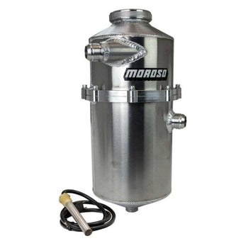 compare product Moroso 2 Pc 60/40 Split 16.5in Tall 7in Dia 7.5qt Single Inlet Dry Sump Tank w/16AN Male Fitting