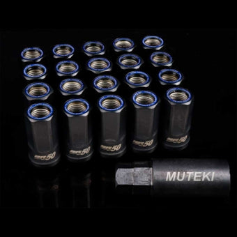 compare product Wheel Mate Muteki HR50 Open End Lug Nuts - Black w/ Blue Ring 14x1.50