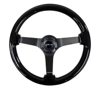 NRG Reinforced Steering Wheel (350mm / 3in. Deep) Black w/Black Chrome Solid 3 - Spoke Center - My Store