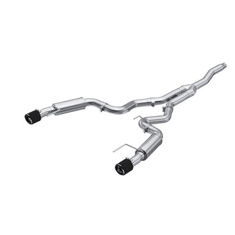 compare product MBRP 19-22 Ford Mustang 2.3 EcoBoost 3in Cat-Back Dual Split Rear w/4.5in Carbon Fiber Tips (Race)