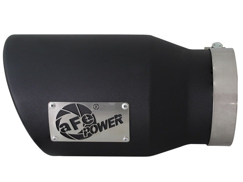aFe MACHForce XP 5in 304 Stainless Steel Exhaust Tip 5 In x 7 Out x 12L in Bolt On Right - Black - My Store