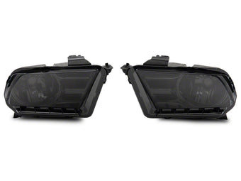 compare product Raxiom 10-12 Ford Mustang Axial Series OEM Style Rep Headlights- Chrome Housing- Smoked Lens