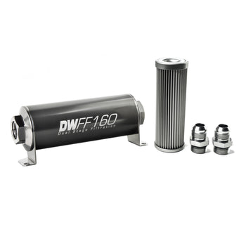 compare product DeatschWerks Stainless Steel 10AN 10 Micron Universal Inline Fuel Filter Housing Kit (160mm)