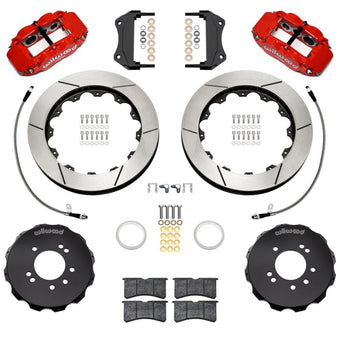 compare product Wilwood 95-98 Nissan Skyline Superlite 6R Front BBK w/ 12.88in Slotted Rotors & Flexlines - Red