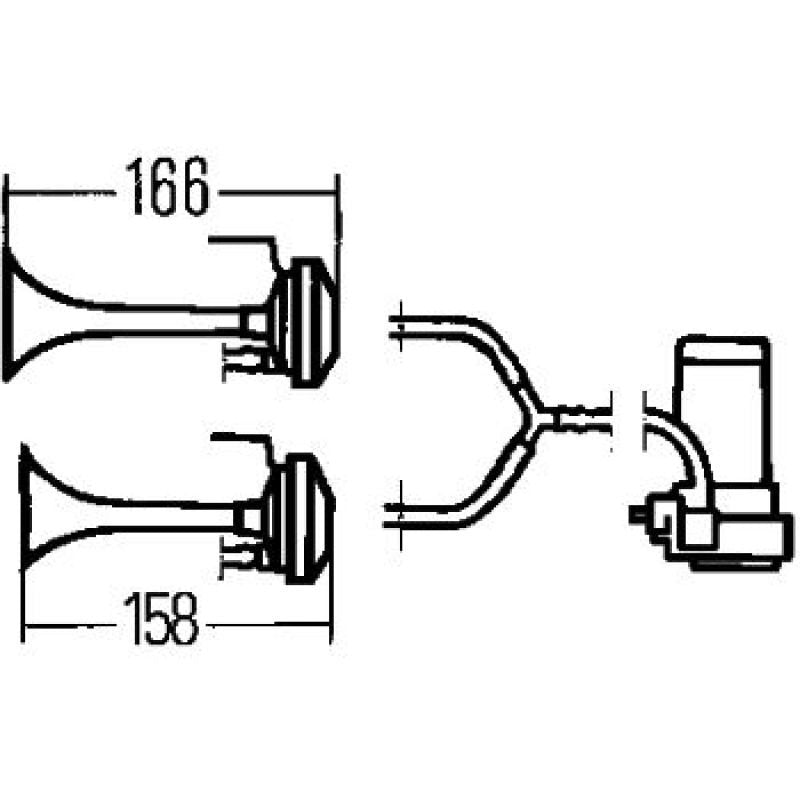 Hella Twin Trumpet Horn Kit 12V 240W 795 - 800Hz 118dB - My Store